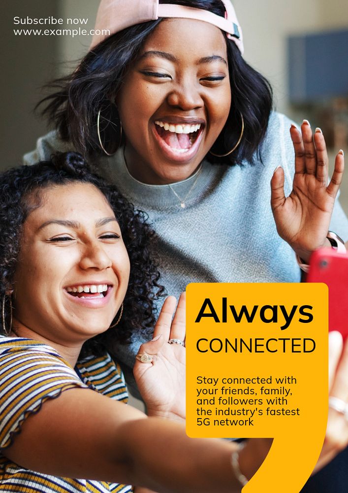 Always connected  poster template, editable text and design