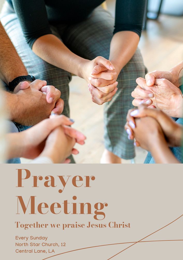 Prayer meeting poster template, editable text and design