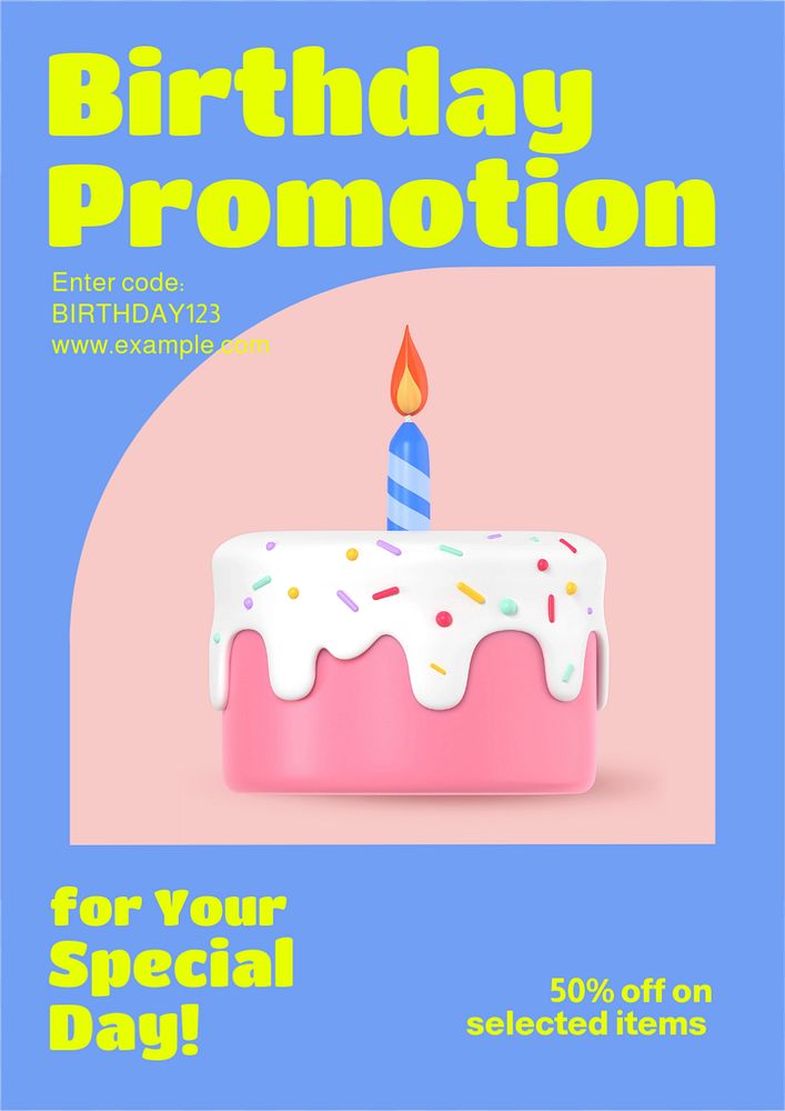 Birthday promotion poster template, editable text and design