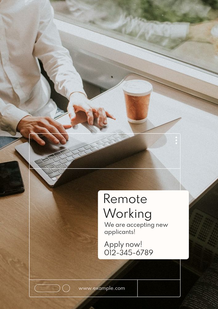 Remote working poster template, editable text and design