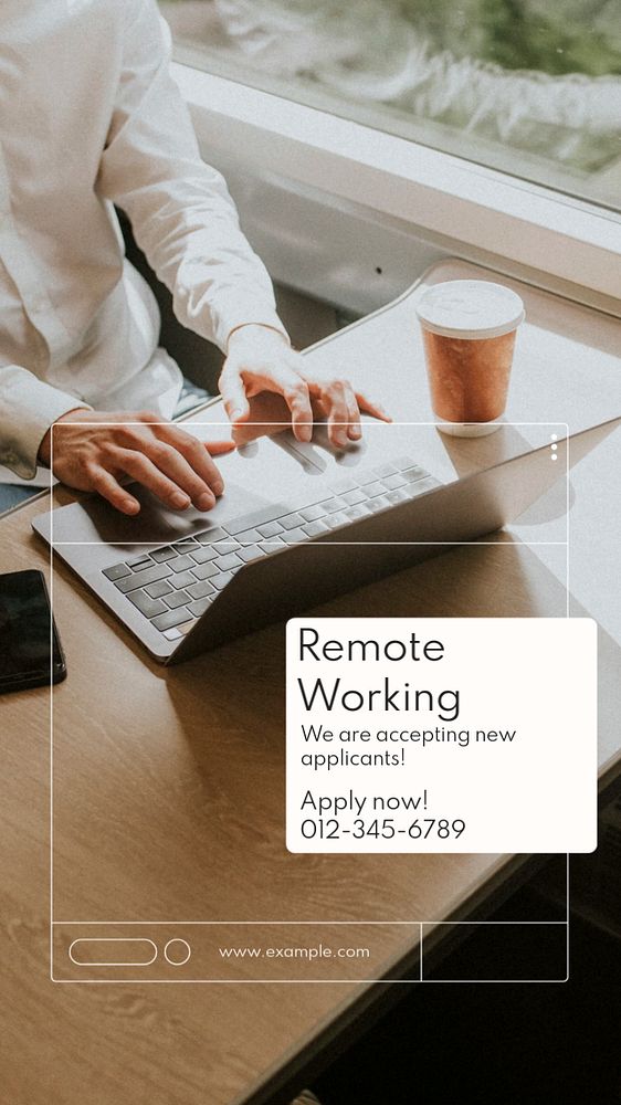 Remote working social story template, editable Instagram design 