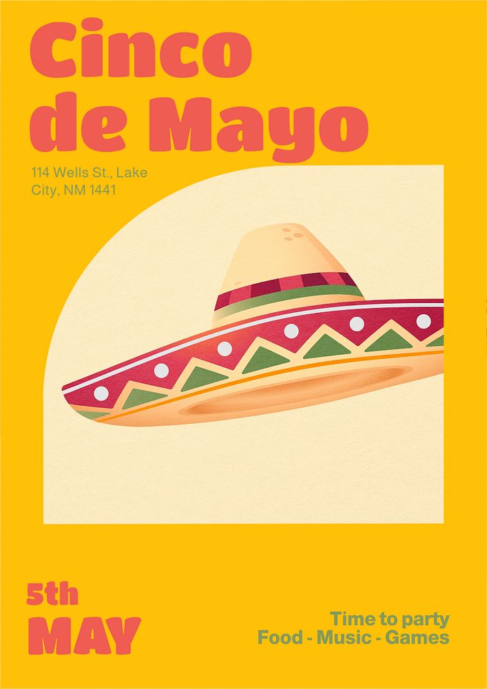 Cinco de mayo poster template, editable text and design