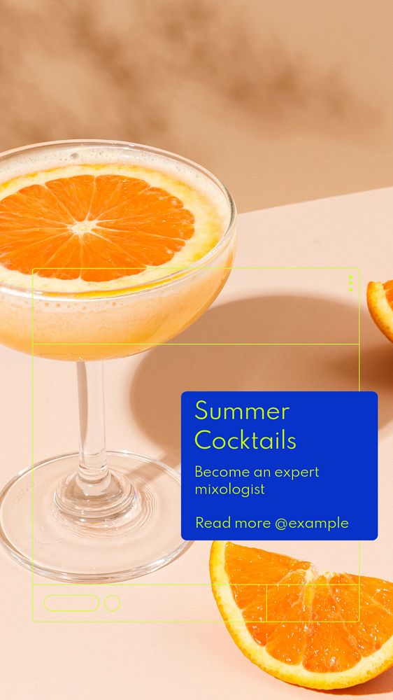 Summer cocktails social story template, editable Instagram design 