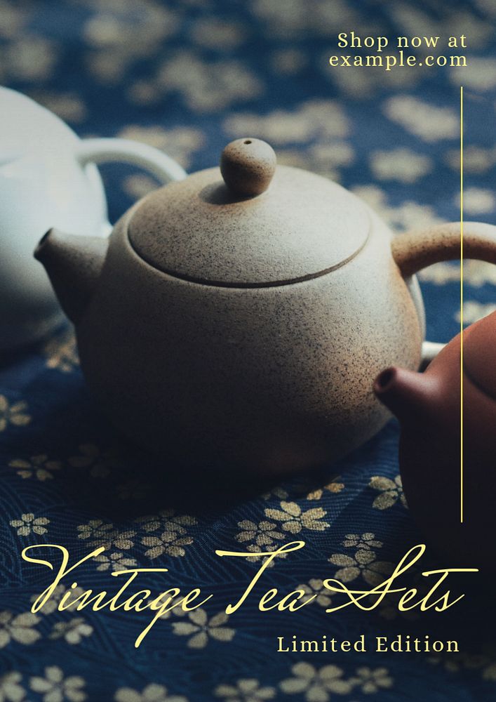 Vintage tea poster template, editable text and design