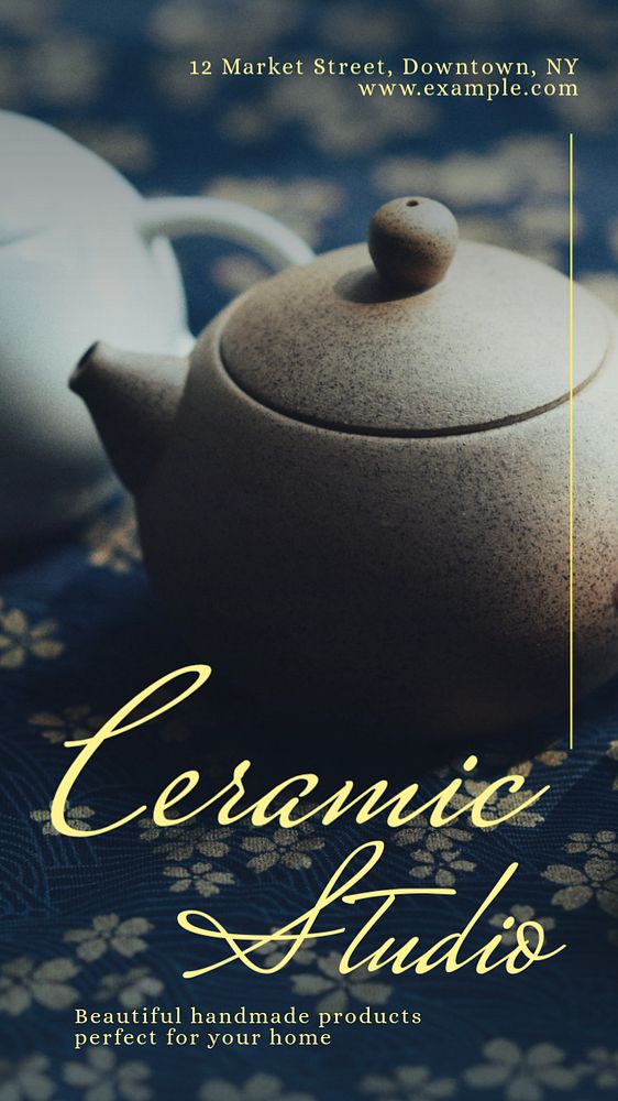 Ceramic studio Instagram story template, editable text