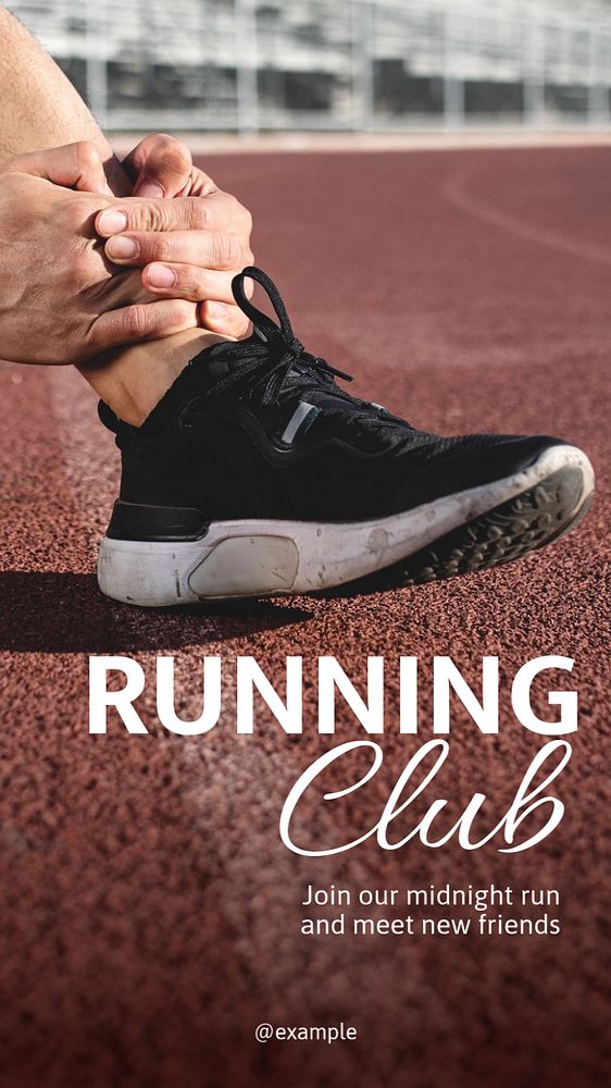 Running club Instagram story template, editable text