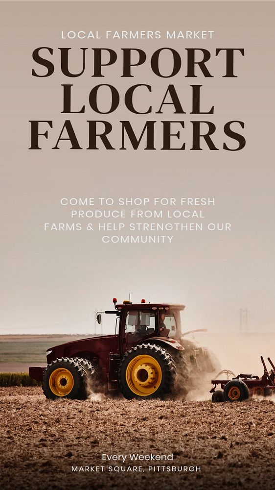 Support local farmers Instagram story template, editable text