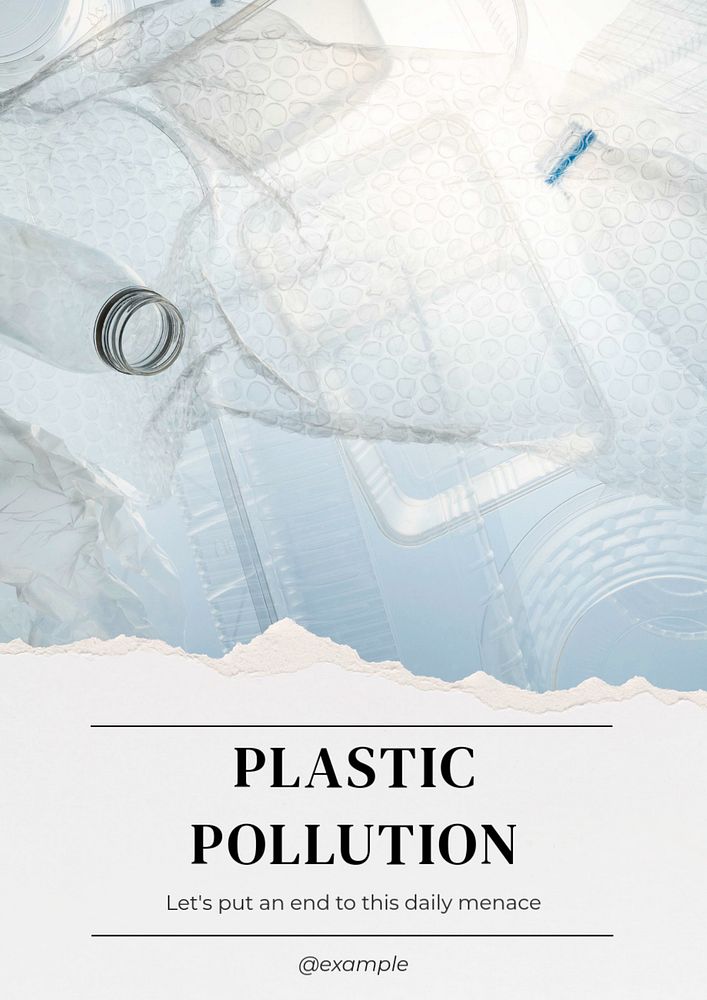 Plastic pollution poster template, editable text and design