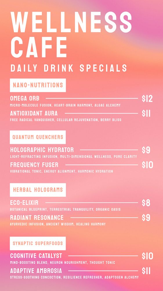 Daily drink specials Instagram story template, editable text