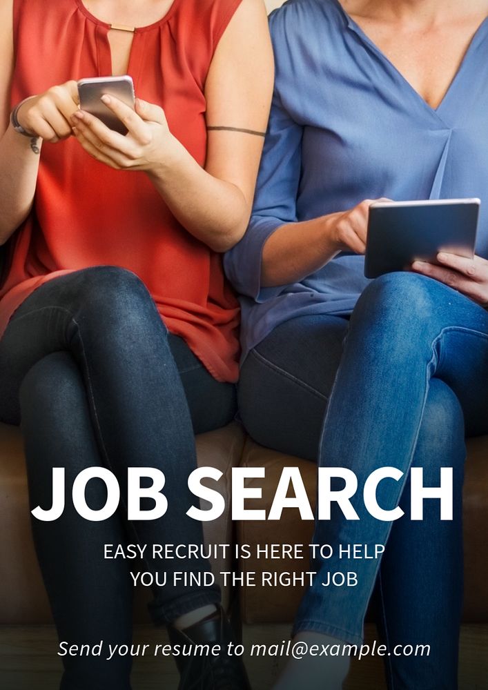 Job search poster template, editable text and design