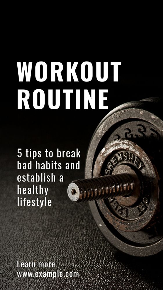 Workout routine Instagram story template, editable text