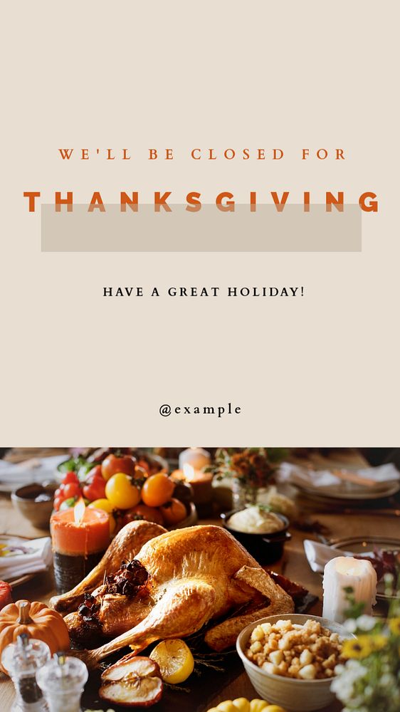 Thanksgiving closure  Facebook story template, editable design