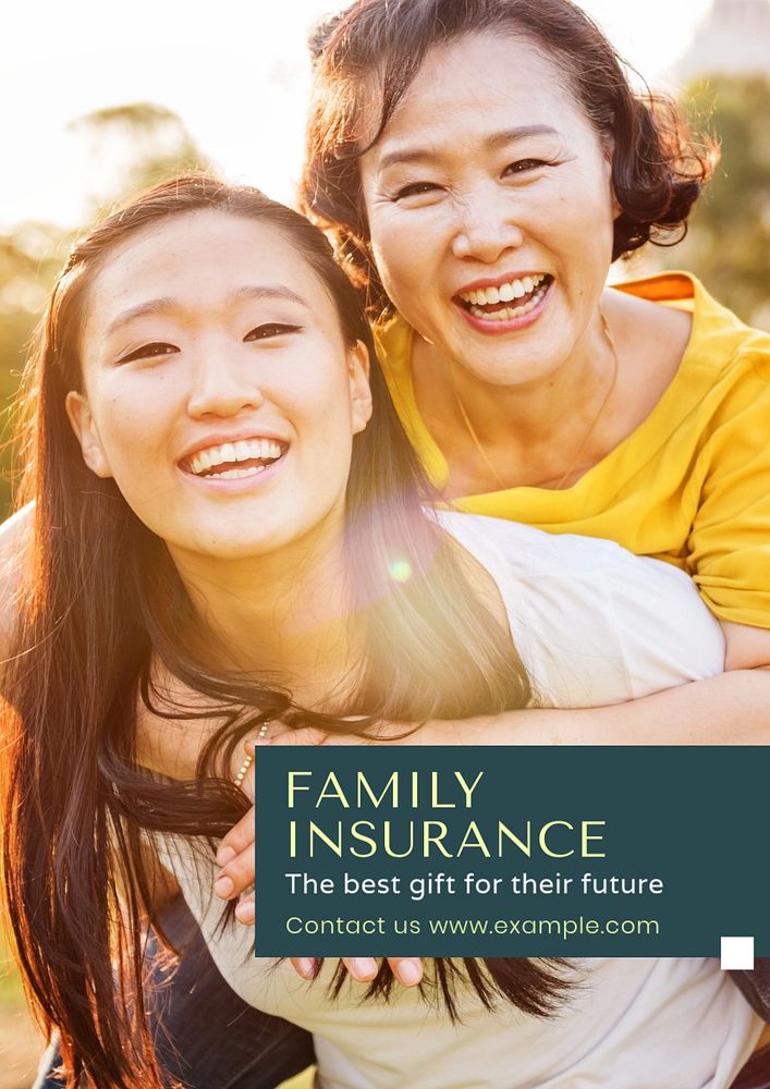 Family insurance poster template, editable text and design