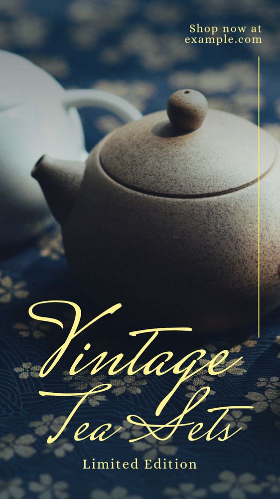 Vintage tea Instagram story template, editable text