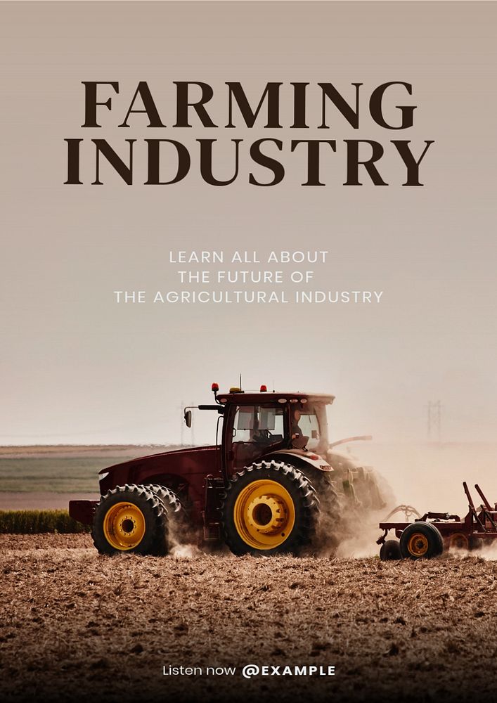 Farming industry poster template, editable text and design