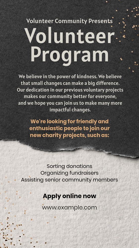 Volunteer program Instagram story template, editable text