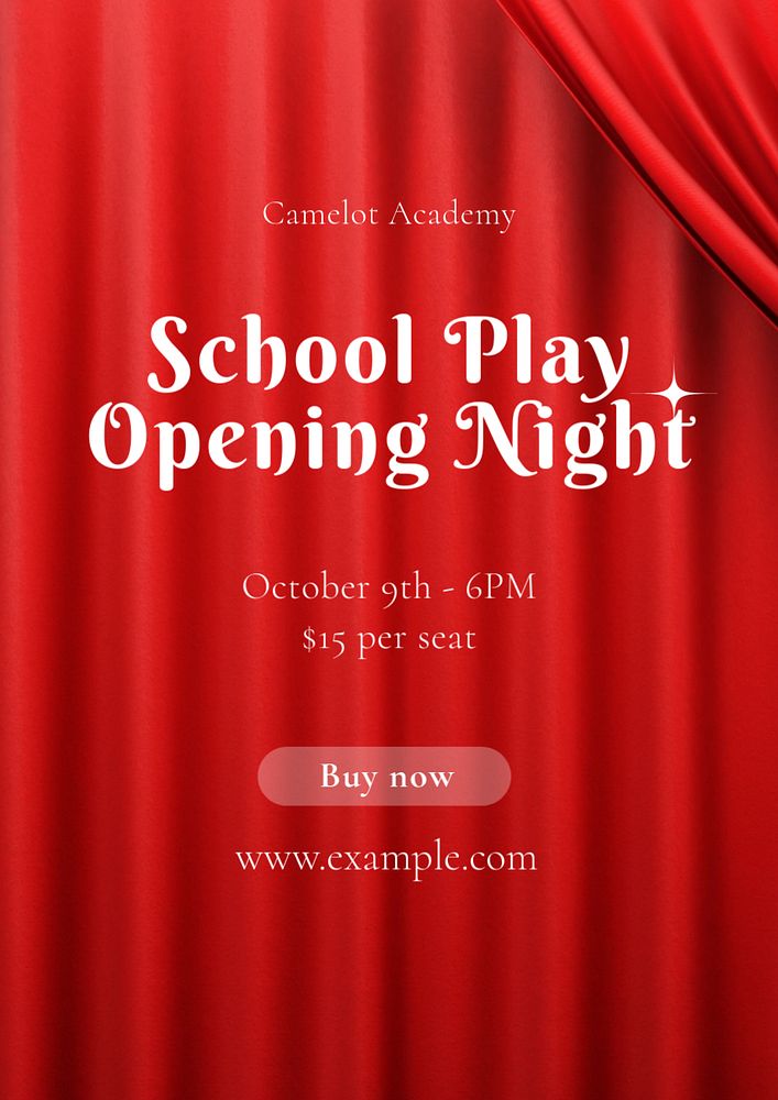 School play poster template, editable text and design