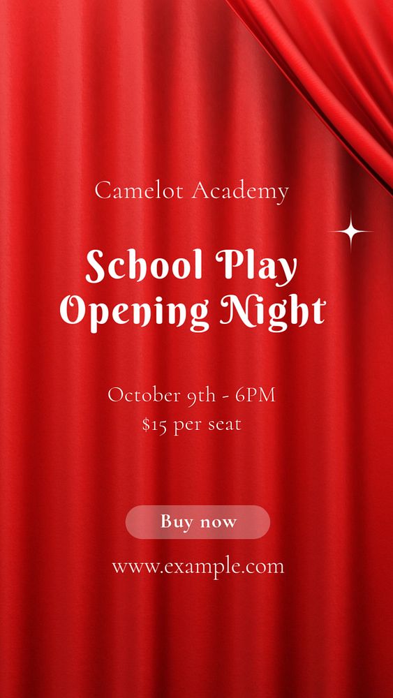 School play Instagram story template, editable text