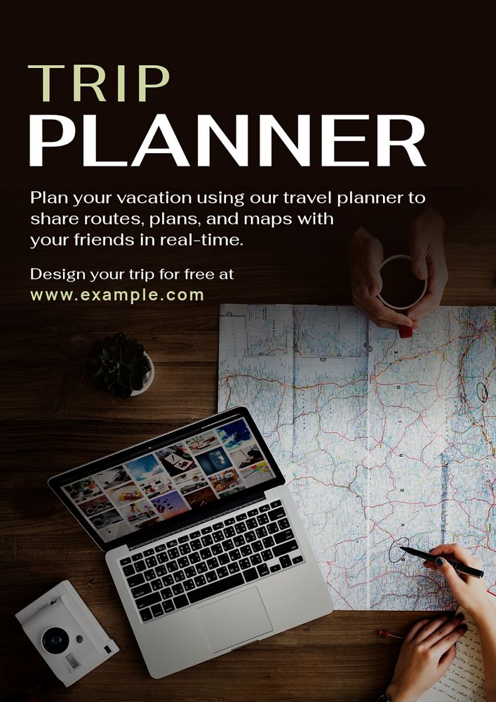 Trip planner poster template, editable text and design