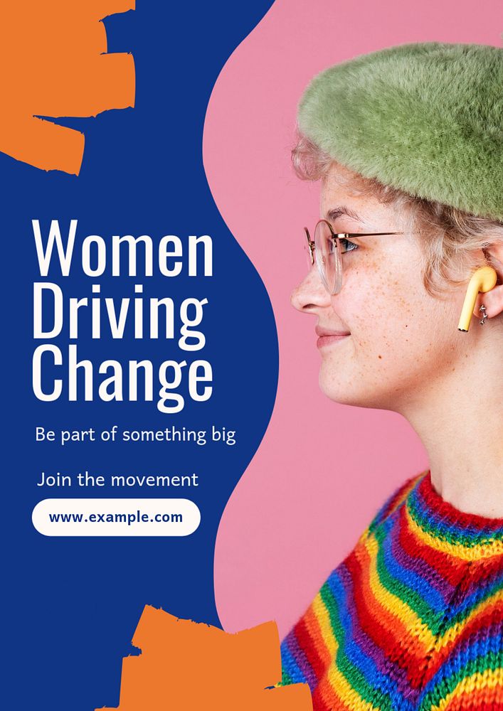 Women driving change poster template, editable text & design