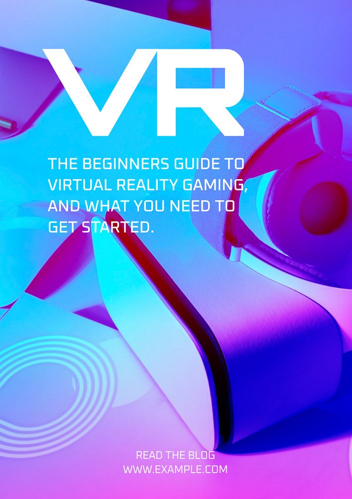 Virtual reality poster template, editable text and design