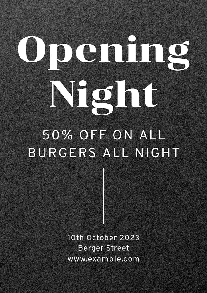 Opening night promotion poster template, editable text & design