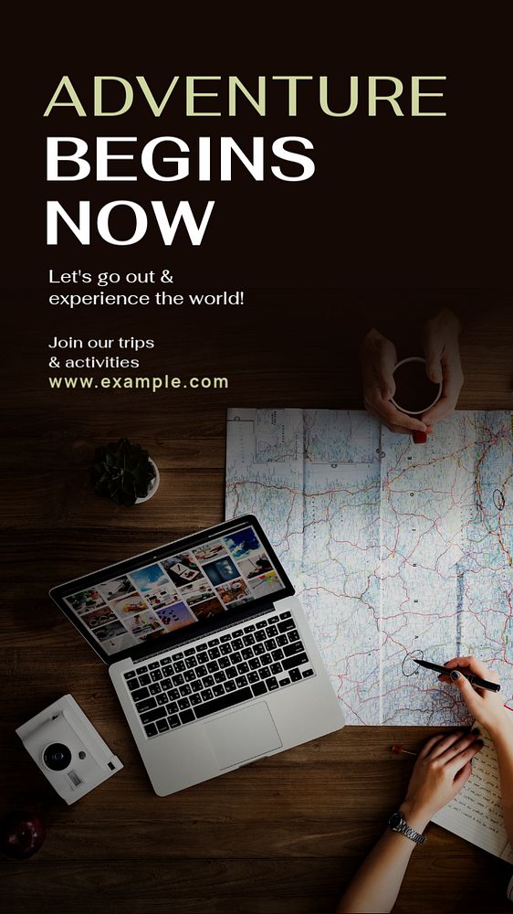 Adventure & travel Instagram story template, editable text