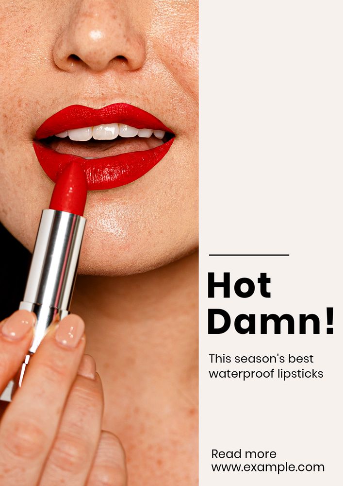 Hot damn lipstick poster template, editable text and design