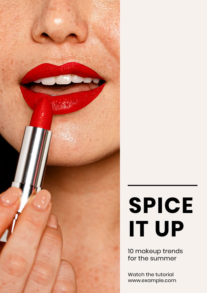 Spice it up makeup poster template, editable text and design