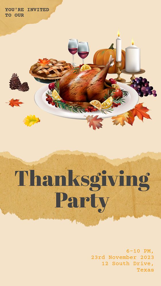 Thanksgiving party editable text &  Instagram story template, editable text