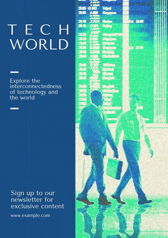 Tech world poster template, editable text and design