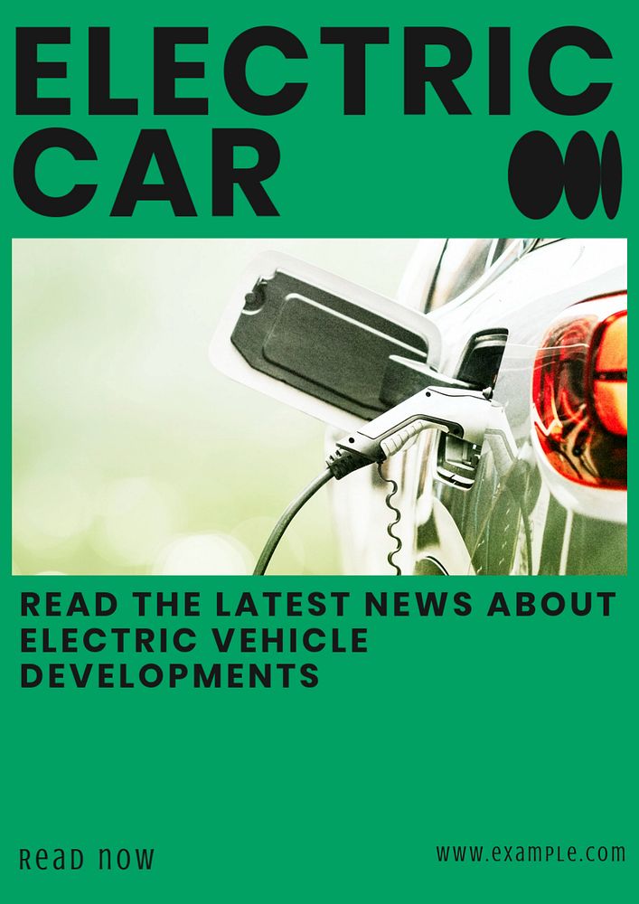 Electric car poster template, editable text and design