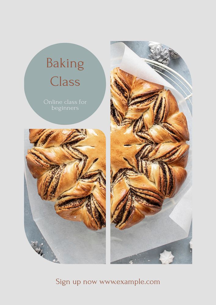 Baking class poster template, editable text and design