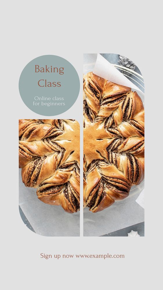 Baking class Instagram story template, editable text