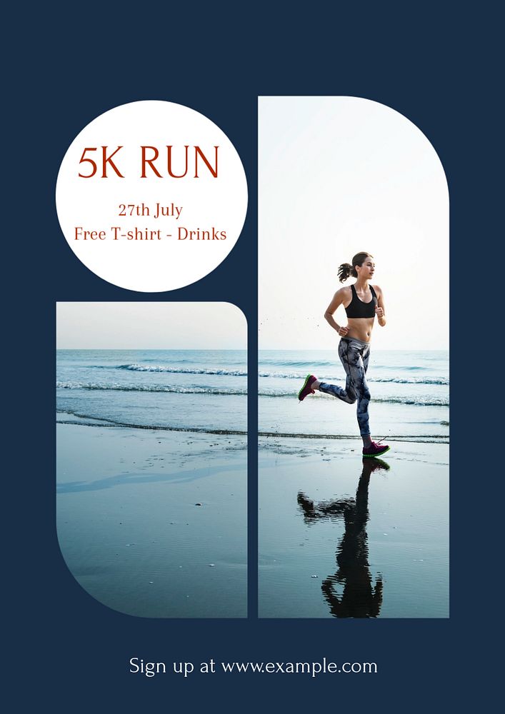 5K Run poster template, editable text and design