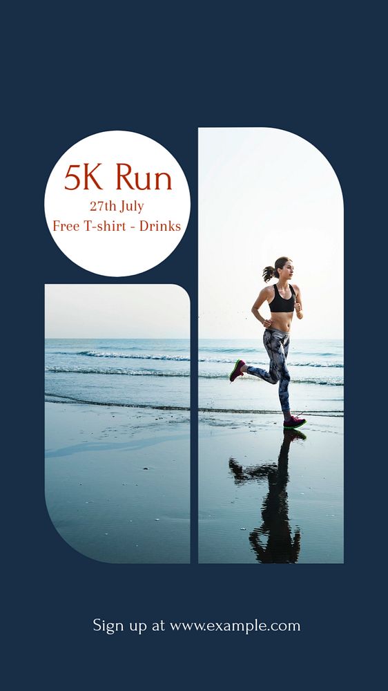 5K Run social story template, editable Instagram design 