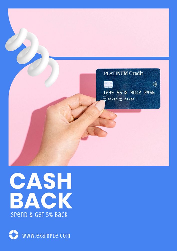 Credit card advertisement poster template, editable text and design