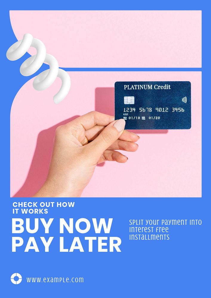 Pay later poster template, editable text and design