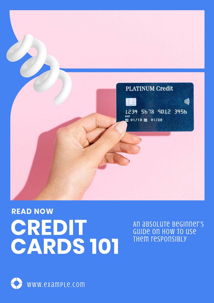 Credit card guide poster template, editable text and design