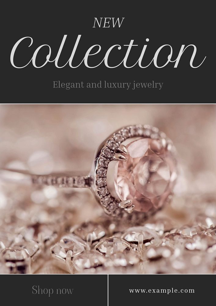 New jewelry collection poster template, editable text and design