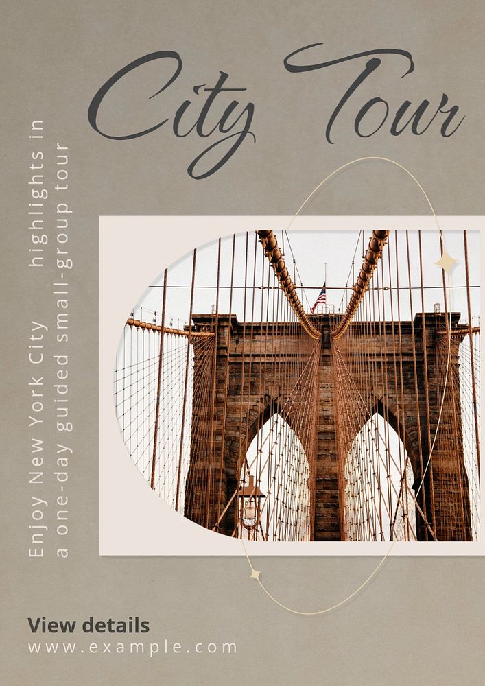 City tour poster template, editable text and design