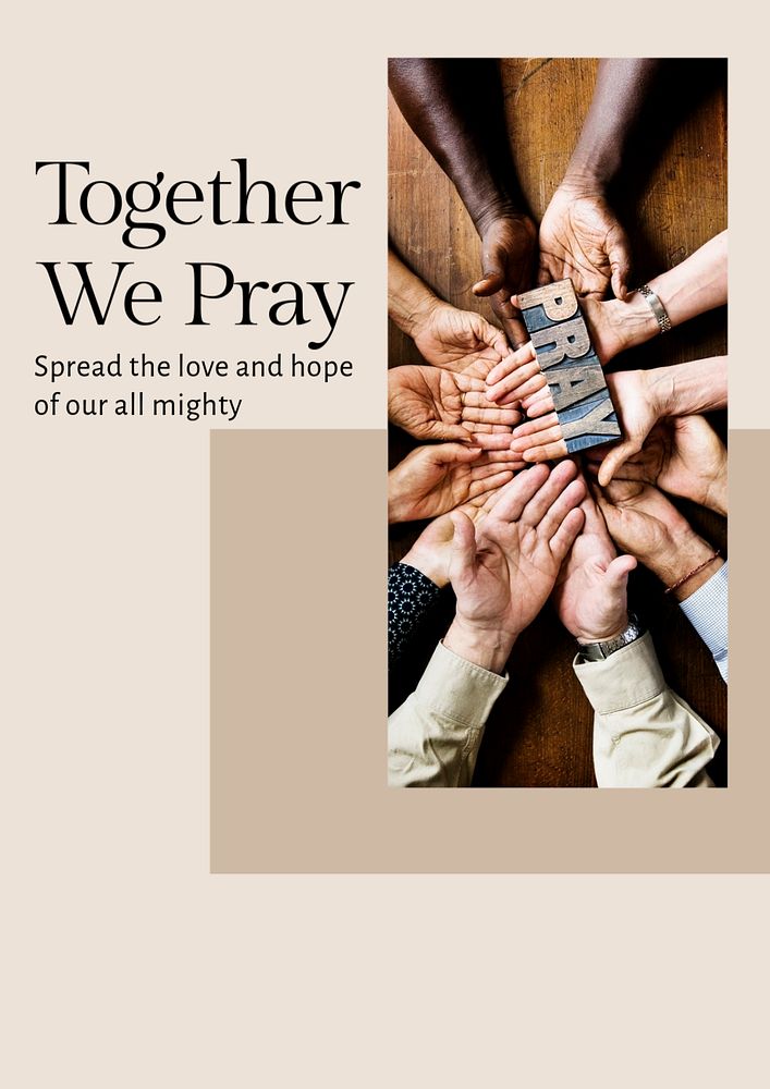 Together we pray poster template, editable text and design