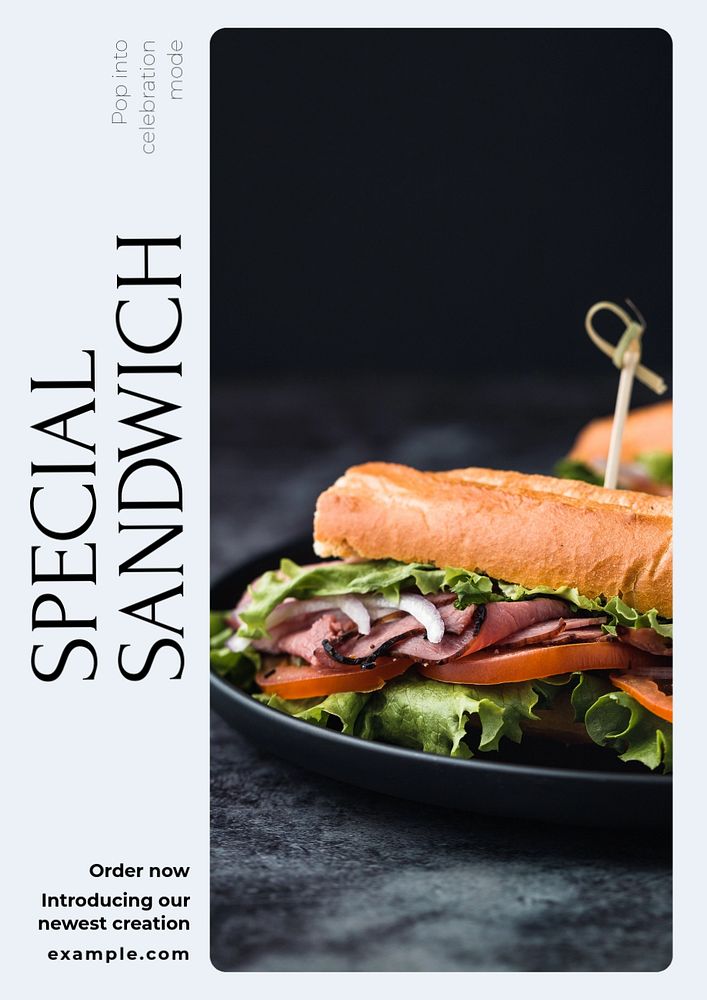 Special sandwich poster template, editable text and design