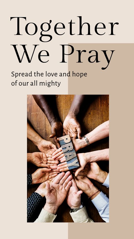 Together we pray Instagram story template, editable text