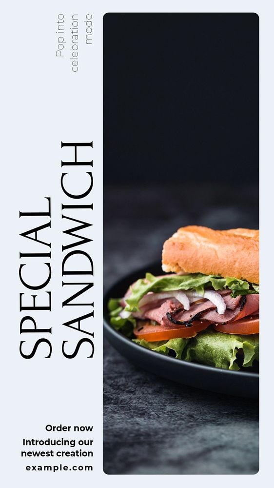 Special sandwich Instagram story template, editable text