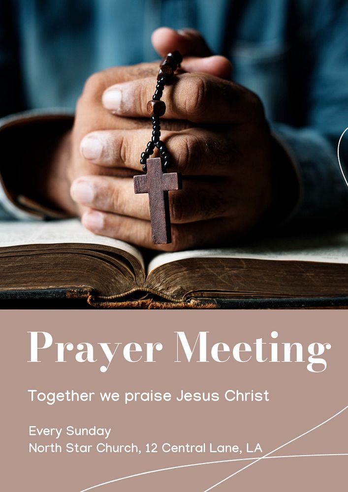 Prayer meeting poster template, editable text and design