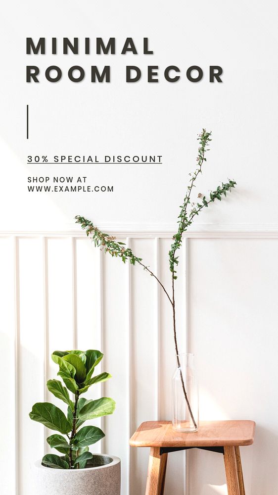 Minimal room decor Instagram story template, editable text