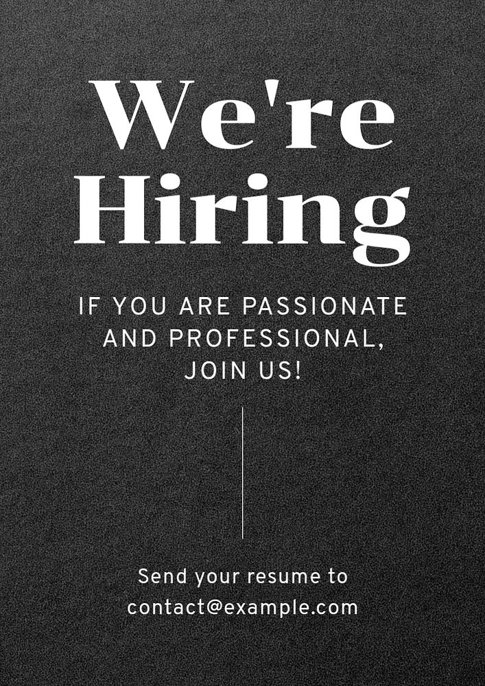 We're hiring poster template, editable text & design