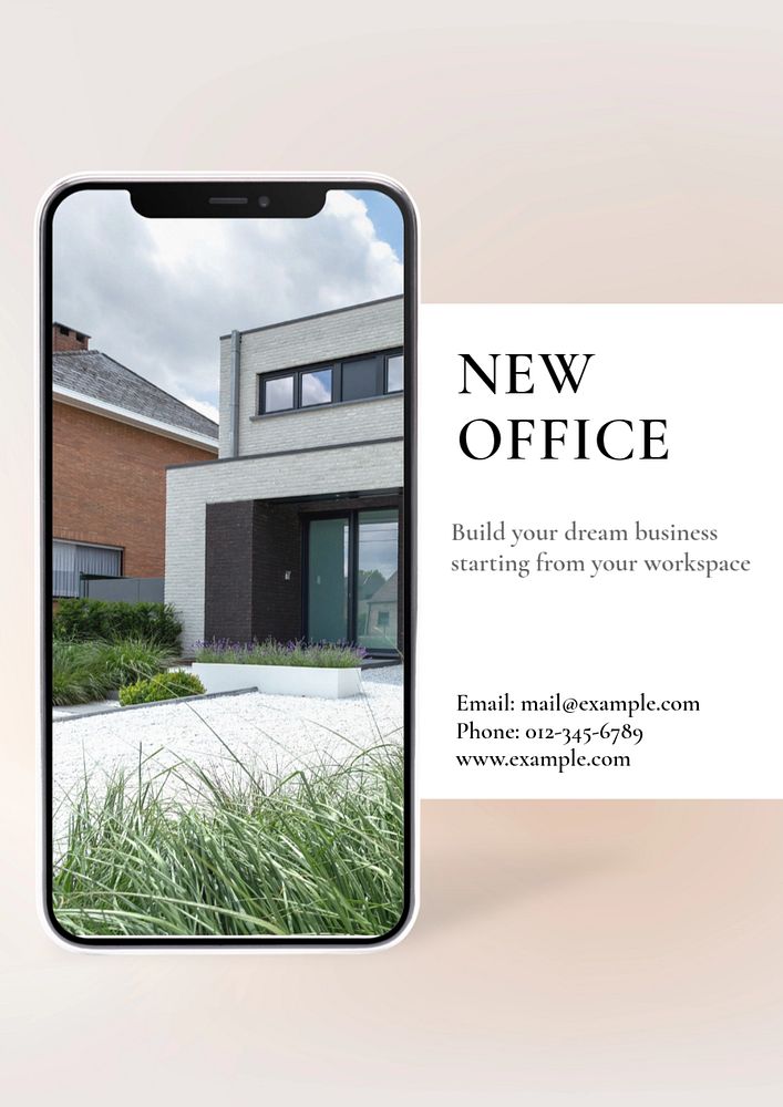 New office poster template, editable text and design