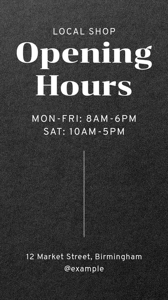 Opening hours Instagram story template, editable text